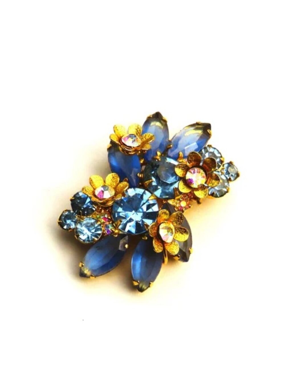 Juliana D & E Blue Aurora Borealis Rhinestone Brooch - Picture 5 of 7